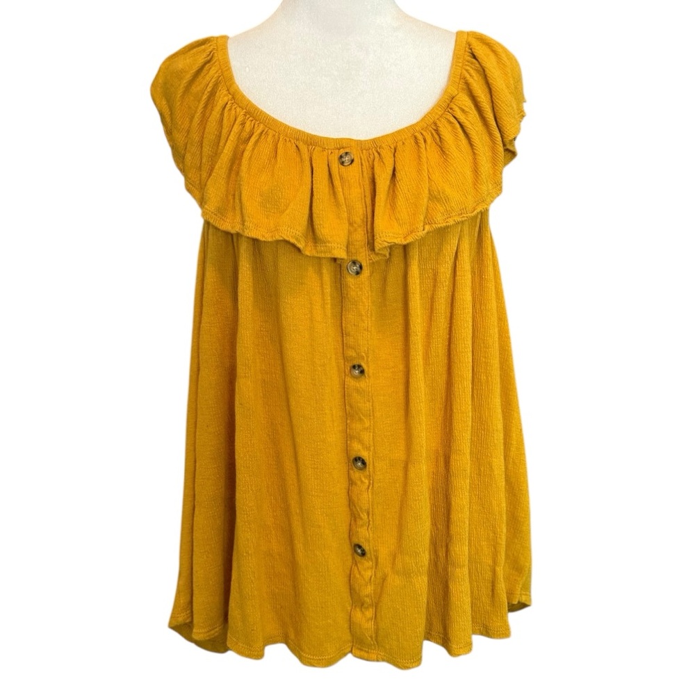 Universal Thread Blouse Size  XXL Yellow Sleeveless Linen Blend Stretchy Flowy